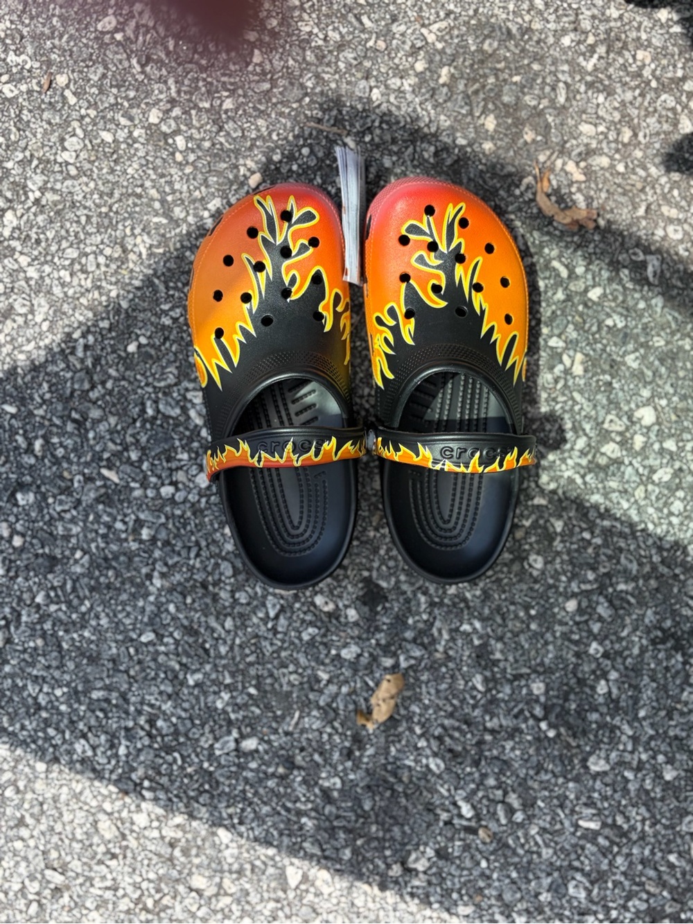 CROCS Classic Clog with Flame Graphic - Black & Orange